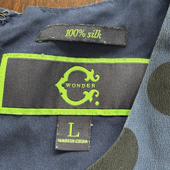 100%Silk Blue Polka Dot Shift Dress Sz‎ L Preppy Old Money Classic Tradwife Norm - Picture 8 of 16